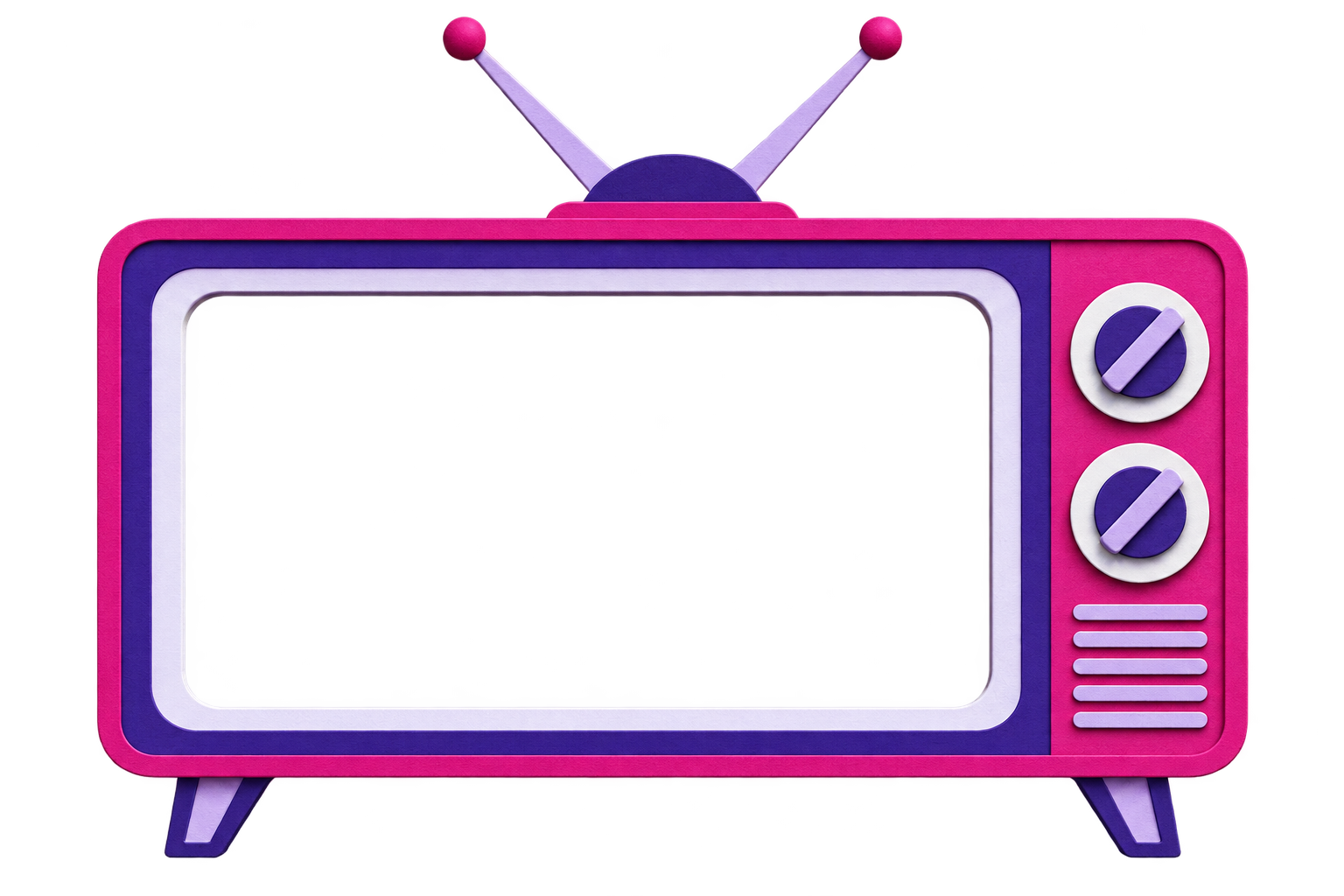 Vintage television frame made of layered lavender and fuchsia paper